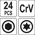 Набор шестигранников 3в1 24 предм. HEX, TORX CrV YATO YT-05640