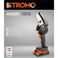 Пила цепная аккумуляторная AAS20 STROMO(20В,1 АКБ 2 Ач, 4000 об/мин, 4") AAS20